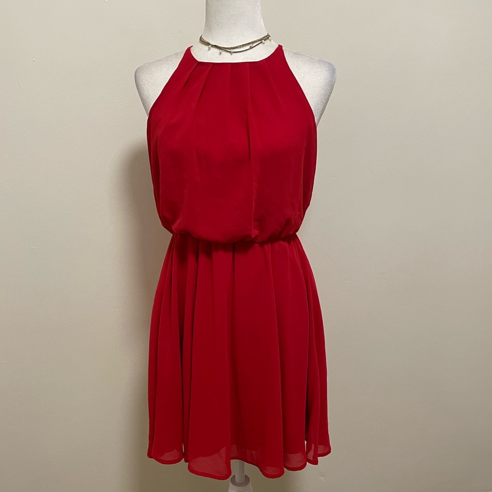 Blue Rain Red Mini Dress